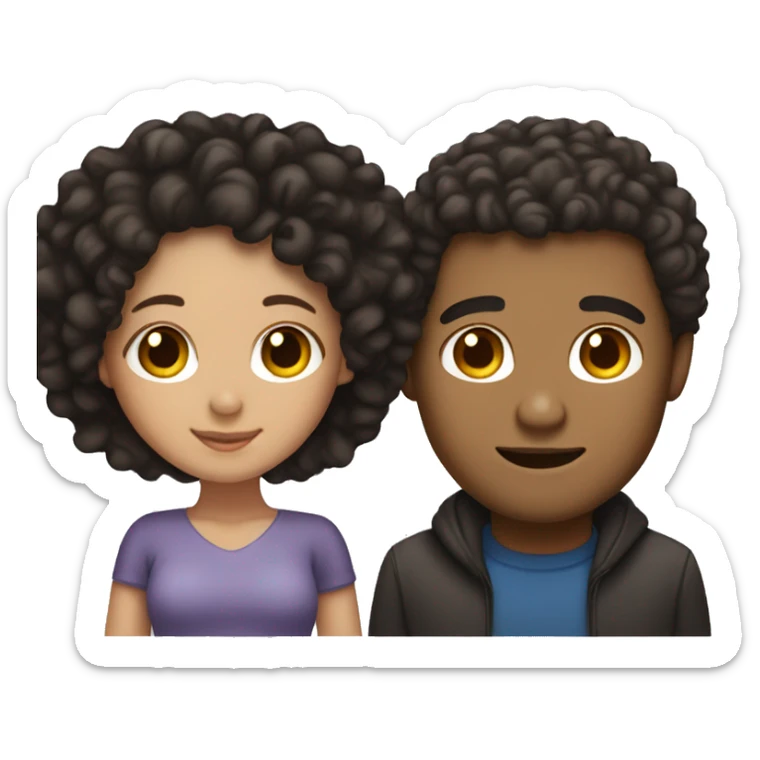 couple with black lightskin girl with curly hair and asian man sticker