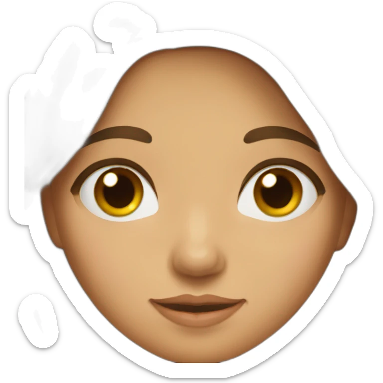 A young girl of Algerian origin with a round head, long brown hair and a small chin. sticker