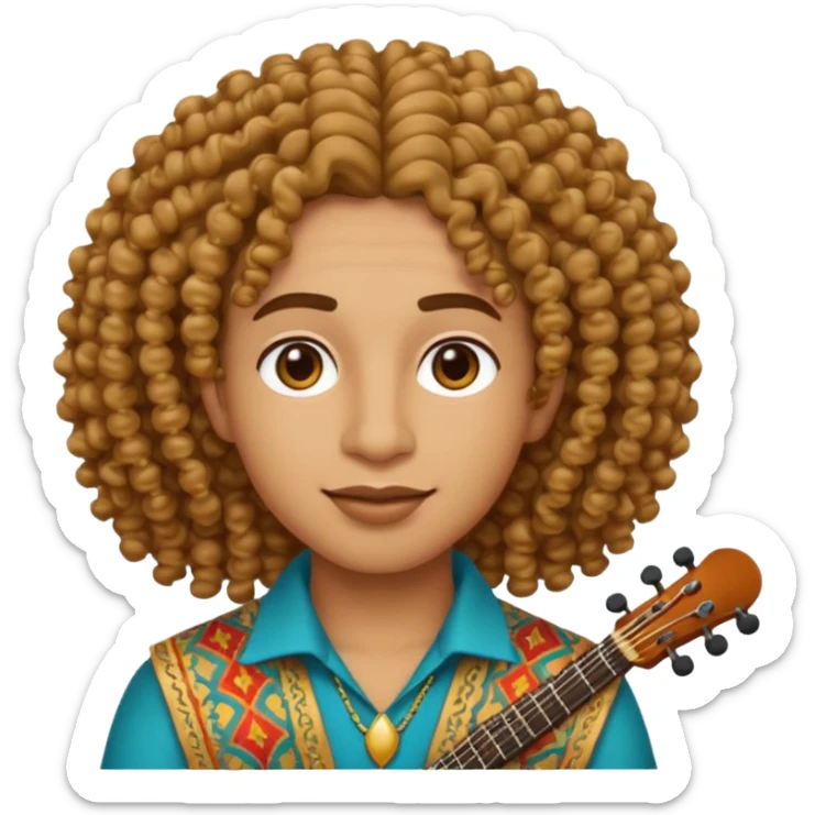 Emoji with Moroccan / Amazingh guy with curly hair, loooking like music artist Central Cee sticker