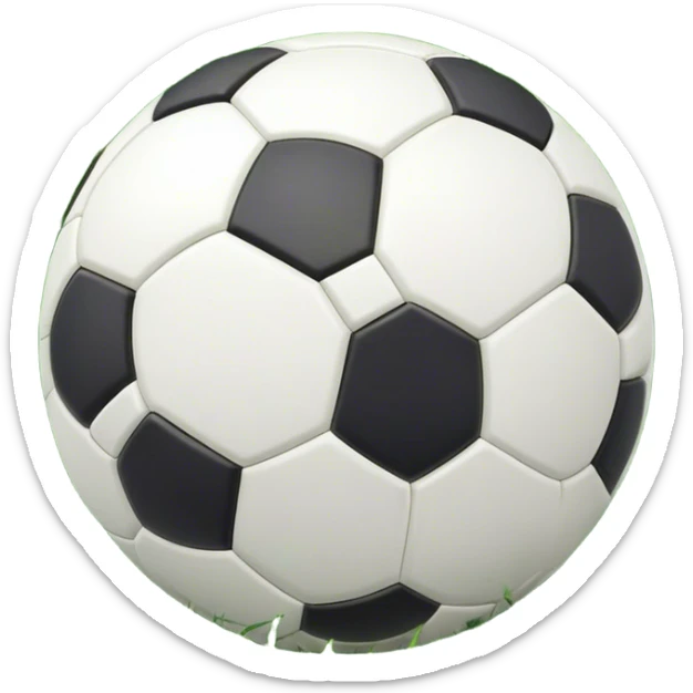 Cinematic Realistic image of a soccer ball resting on a lush, manicured field, rendered with detailed panel textures and crisp stitching, bathed in soft, natural lighting that highlights its timeless athletic appeal sticker