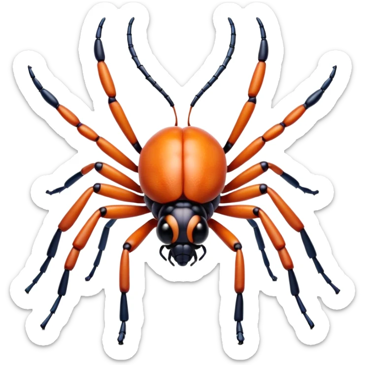 3D iPhone style emoji of a cute bug, colorful and detailed, six legs, shiny exoskeleton, isolated on white background, soft shadows, high detail, playful and cute. sticker
