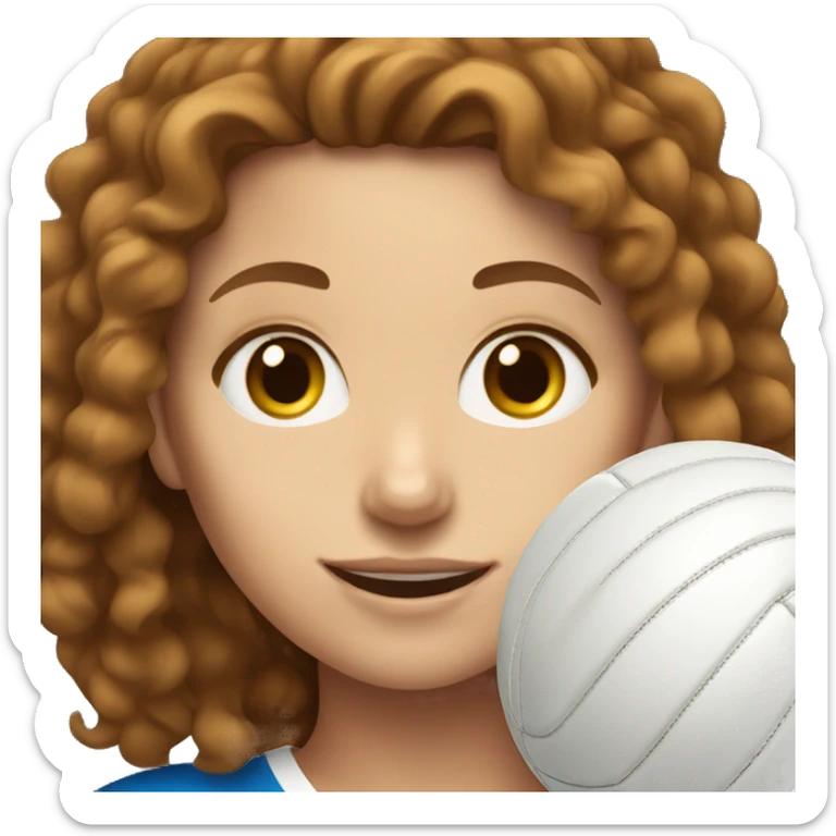 White girl with brown curly hair playing volleyball sticker