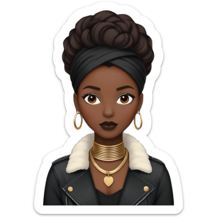 Stylish African woman with trendy clothes, fashionable hairstyle, and modern accessories sticker