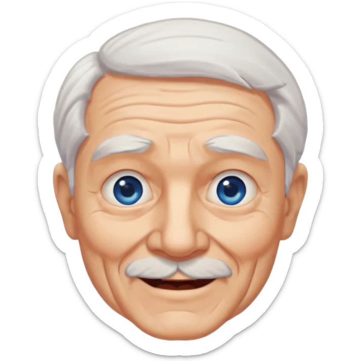 Abuelo hombre, muchas arrugas, aspecto feliz, el pelo blanco sticker