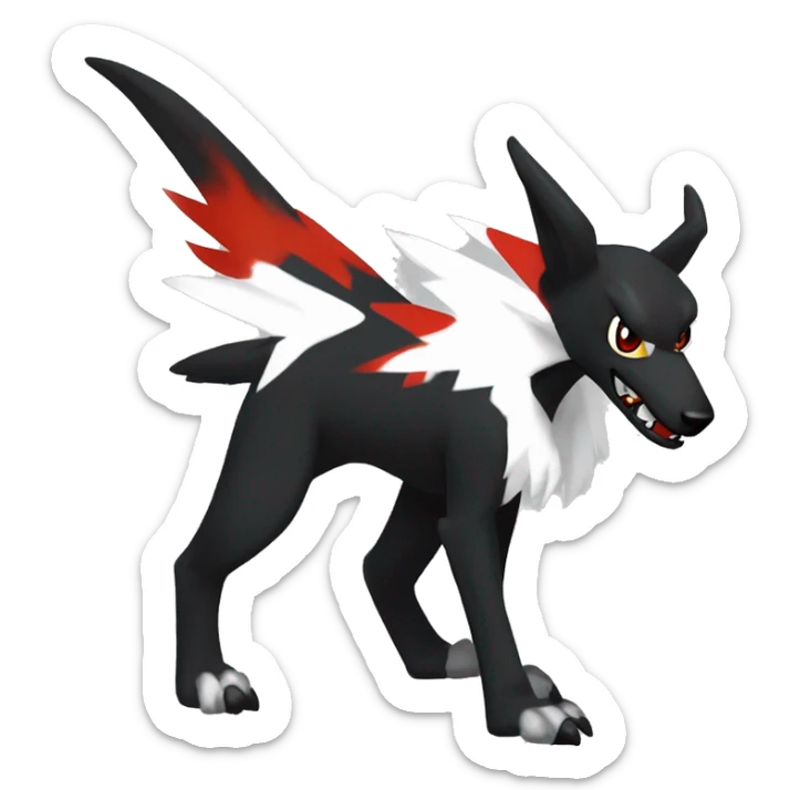 Black Cool Edgy Sergal-Houndoom-Fakémon  with White and Red Edgy markings sticker