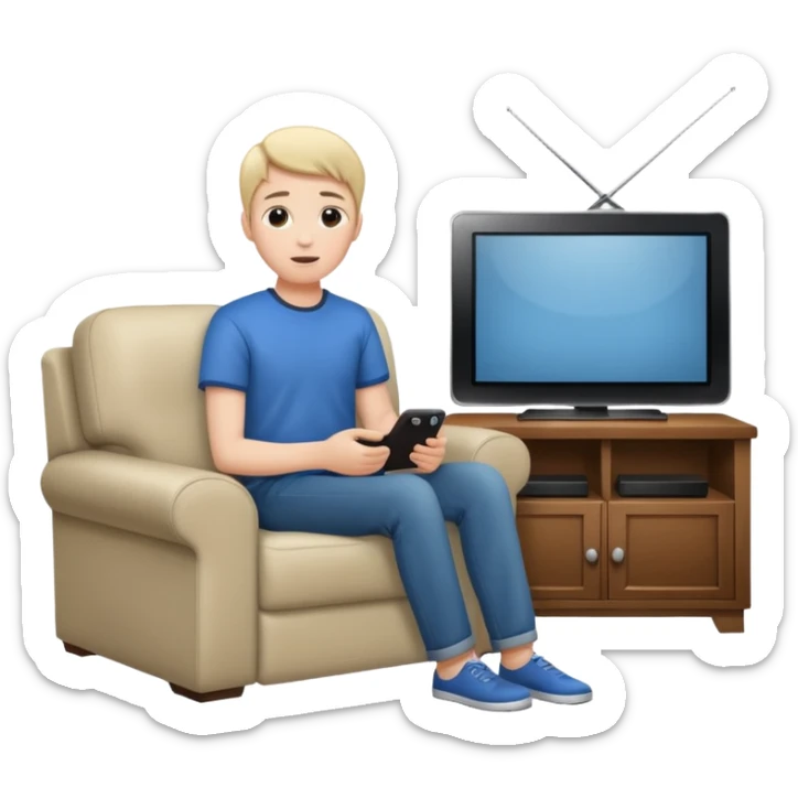 person watching a movie on the TV in their living room sticker