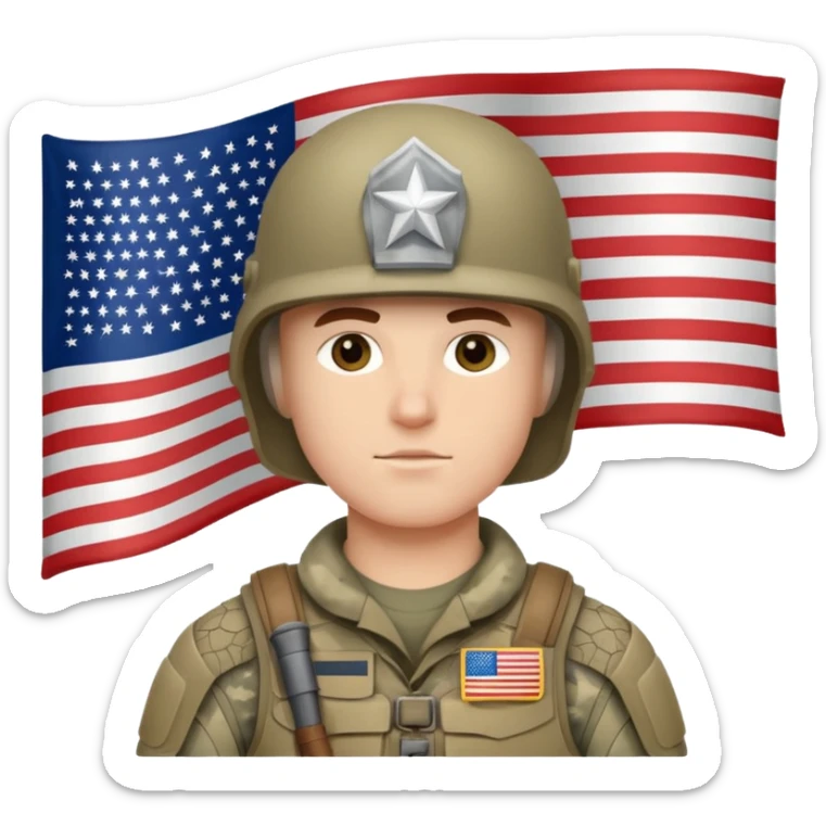 generate white full-armored american soldier with small usa flag on shoulder sticker