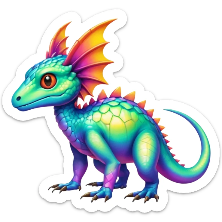  exotic tropical iridescent cyber-Fakémon-Vernid-creature sticker