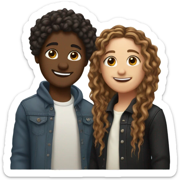 two best friends where one is white with long brown wavy hair and the other is black with butterfly locs sticker