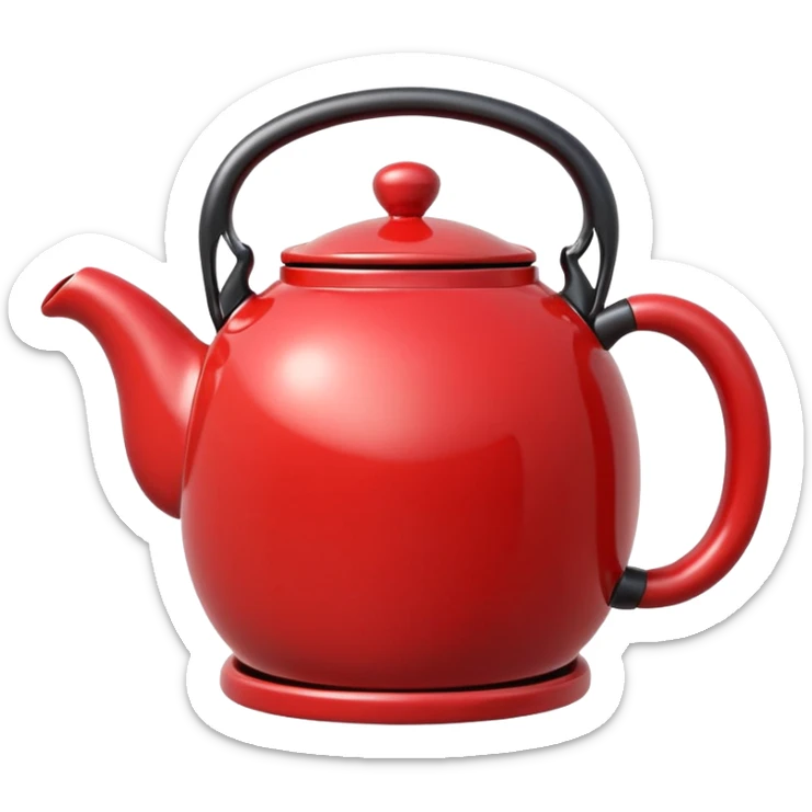 teapot emoji style, similar to dual sword and coffee cup emoji style, moderate red color #c05734 sticker
