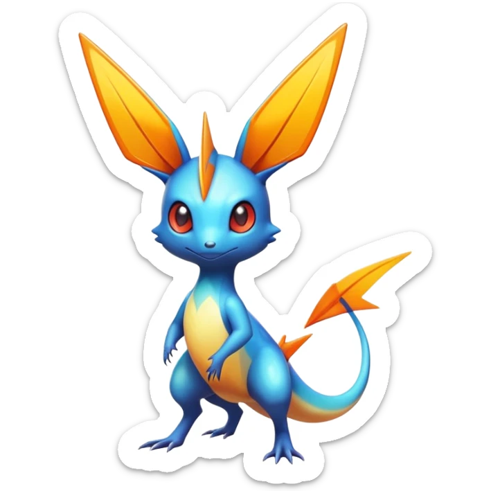 Colorful Shiny Exotic Victini-Salandit-Aurorus-Fakémon-hybrid-creature (full body)  sticker