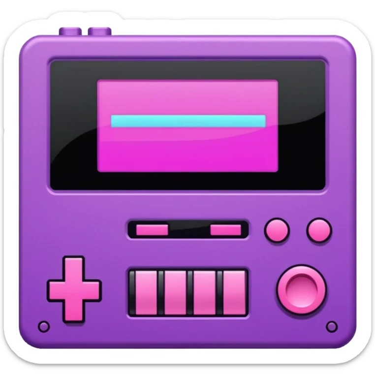 Necesito botones para un reproductor de música, los botones tienen que mezclar un estilo pixel art con vaporwave y usar como coló principal un morado, tienen que ser de: Rewind, Play, Pause, Forward y Stop sticker