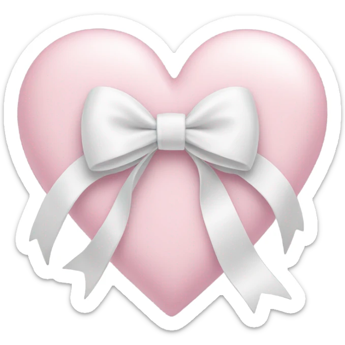 Pastel pink heart with white bow sticker
