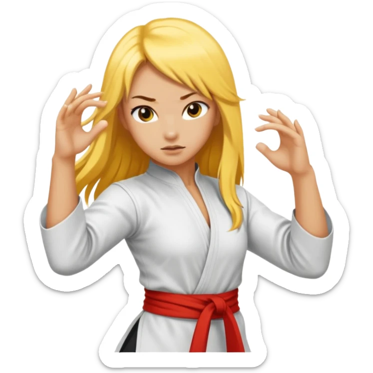 sexy girl with long yellow hair, kung fu sticker