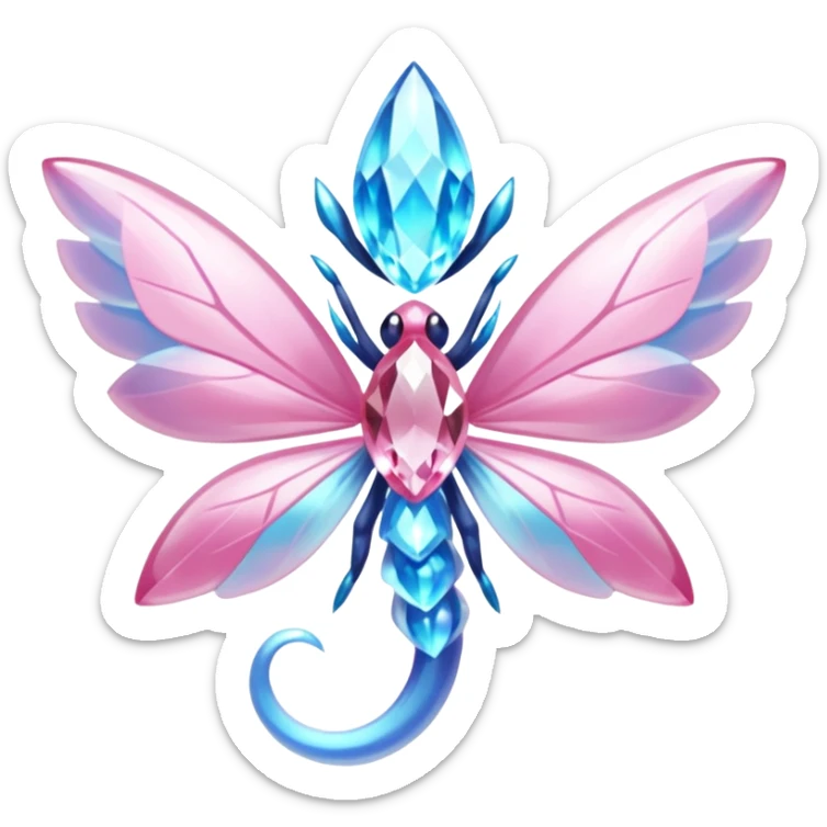 Shiny luminescent translucent diaphanous Diancie-Palkia-Amaura-Aurorus-Salamence-aesthetic-fusion-crystal-fly-decoration-deco-thing-object sticker