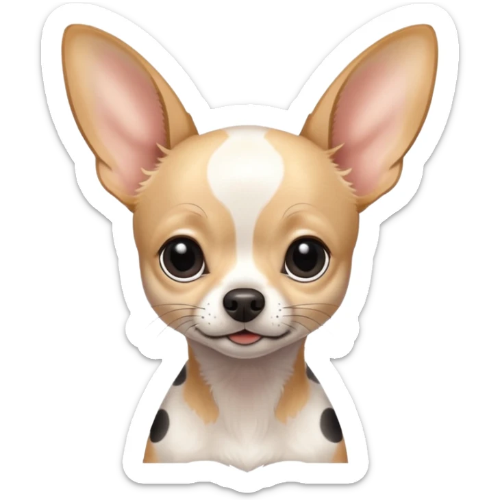 Chihuahua blanco con machas negras. Super delagado y con grandes orejas  sticker
