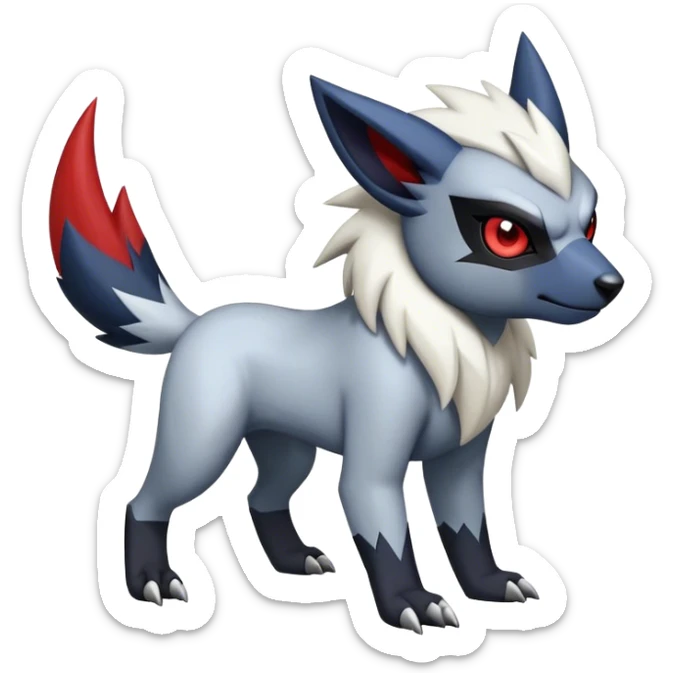 Edgy cool Absol-Zorua-Zangoose-Houndour-Poochyena-creature-hybrid full body  sticker