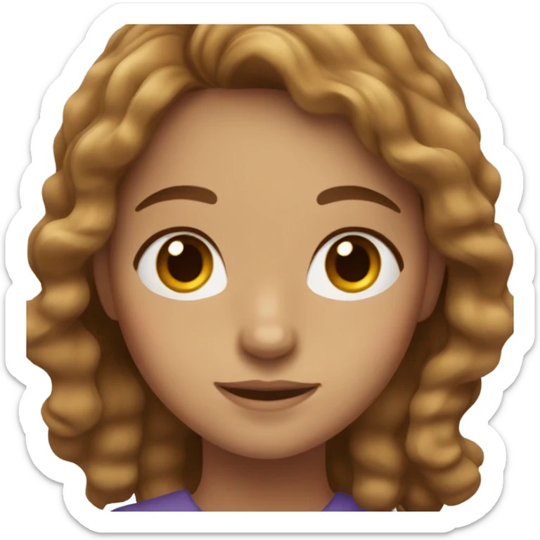 wavy girl with light brown hair and hazel eyes with freckles sticker