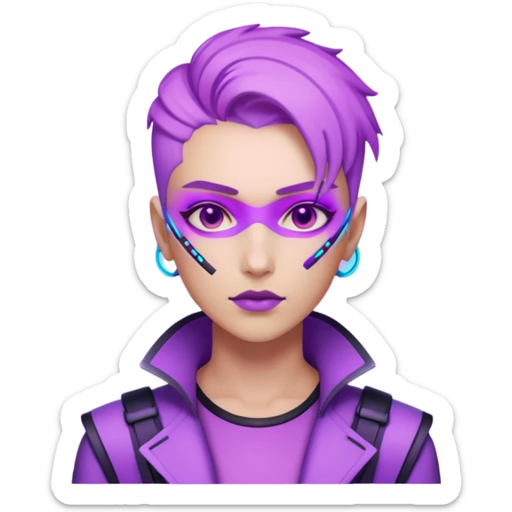 neutre gender neon cyberpunk light purple, I don't want you to use props sticker