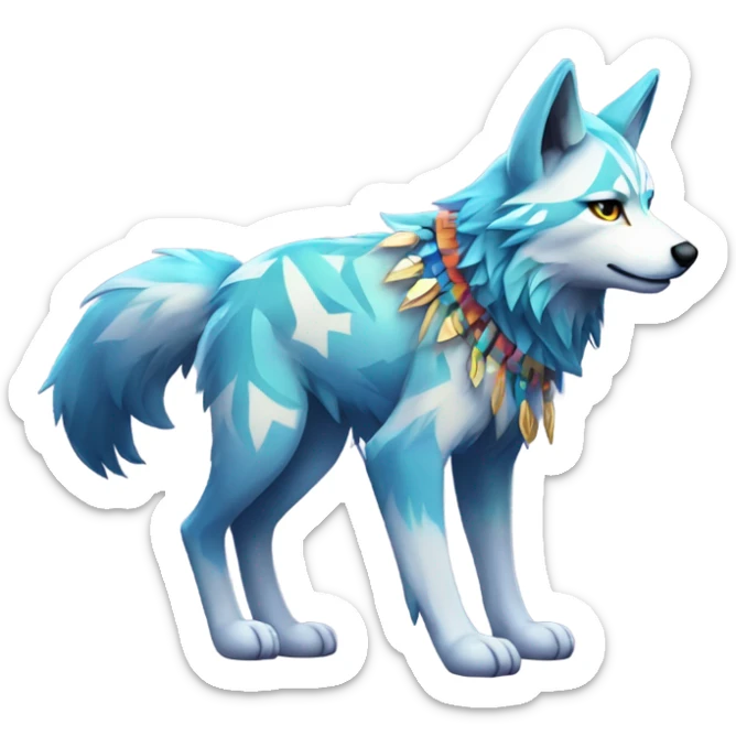 Colorful Shiny Fionbri-Falvie-sparkle-wolf-sona with tribal markings full body sticker