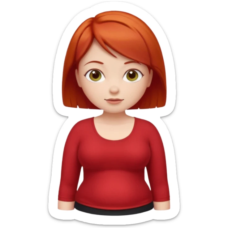 Lazy Short woman with straight ahort red hair and fat tummy sticker