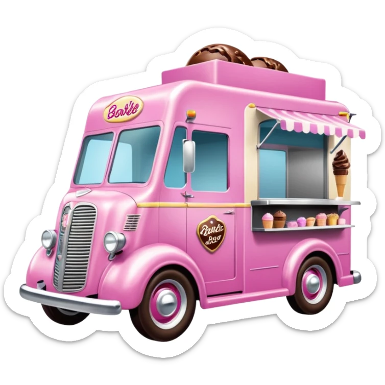 Barbie’s 1937 racing chocolate ice cream dream house food truck  sticker