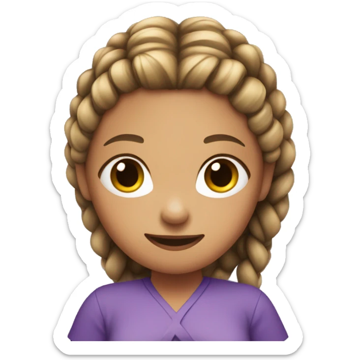 girl sitting criss cross purple shirt braids sticker