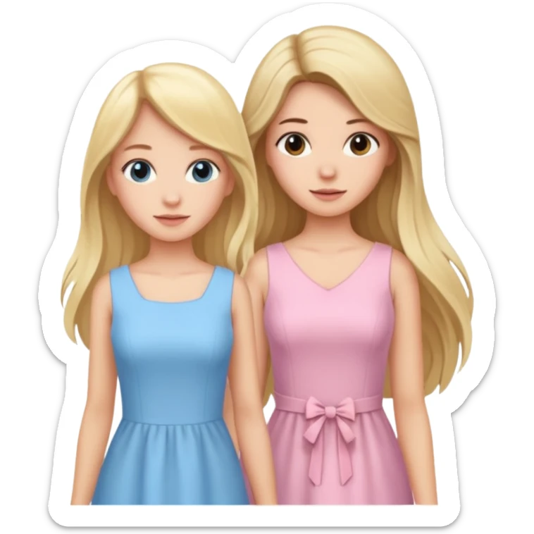 happy pride and predjudice blonde girl in light blue dress and long hair brunette girl in light pink dress sticker