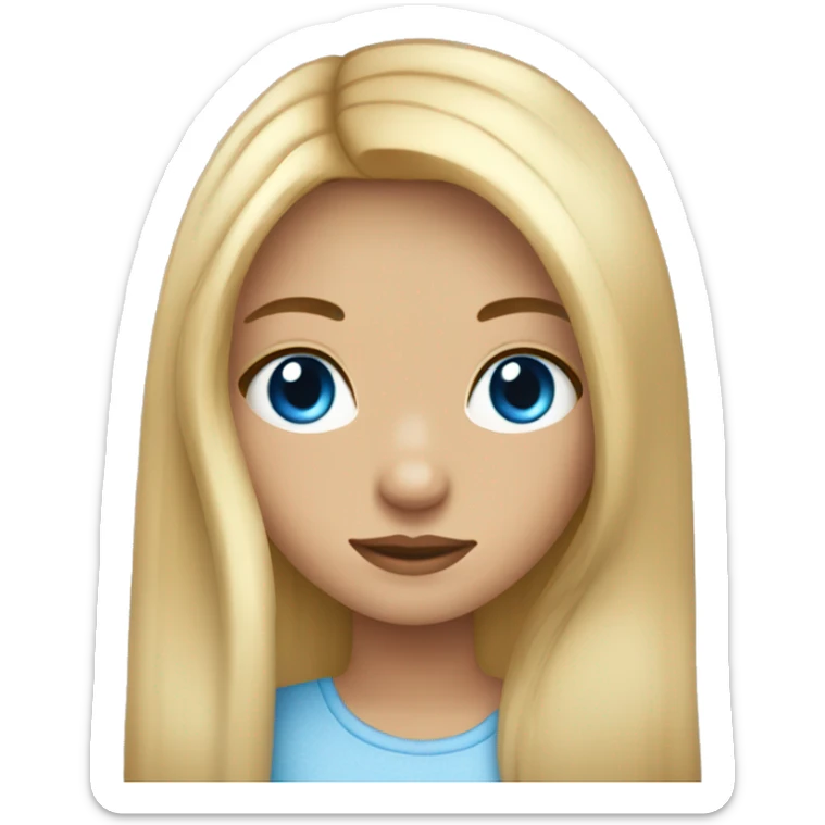 blonde long  straight hair cute girl with blue eyes with freckles sticker