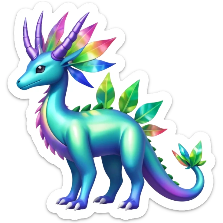 Shiny Colorful Iridescent Meganium-Amaura-Suicune-fakemon (full body) sticker