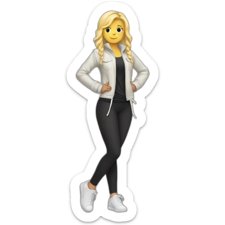 Blonde girl jacket tied around waist in leggings sticker