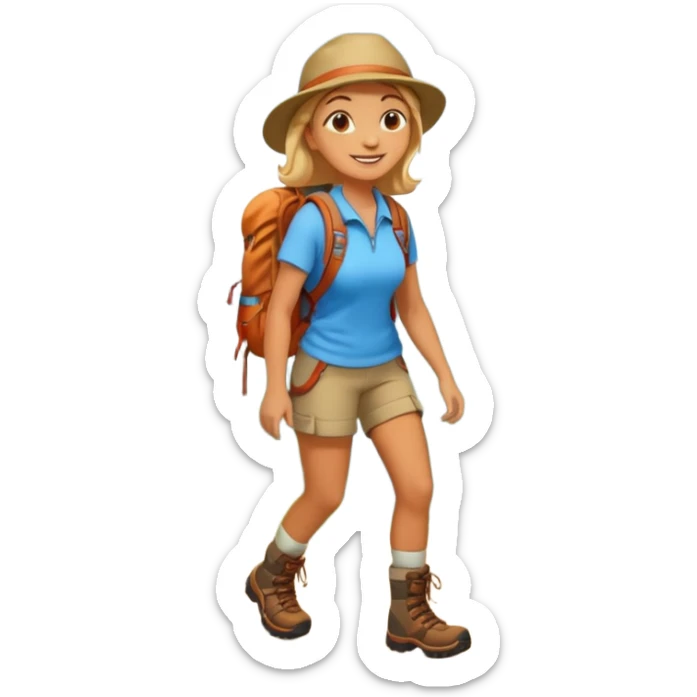 woman hiking in the woods in the sunshine sticker
