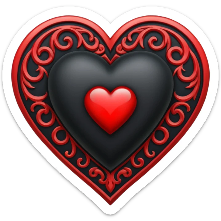 Can you make a heart with a gothic design, I want black and blood red colors . In the middle of the heart there should be the letter I sticker