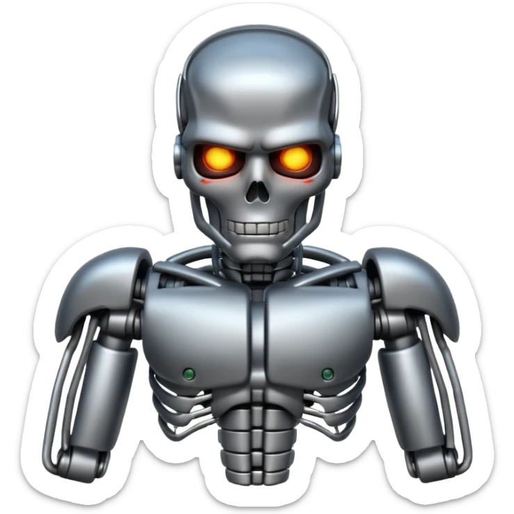 Creates an emoji with the image of the state of Arnold Schwarzenegger from the Terminator sticker