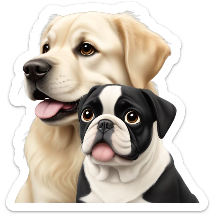 English cream golden retriever and an oreo colored frenchie as best friends sticker