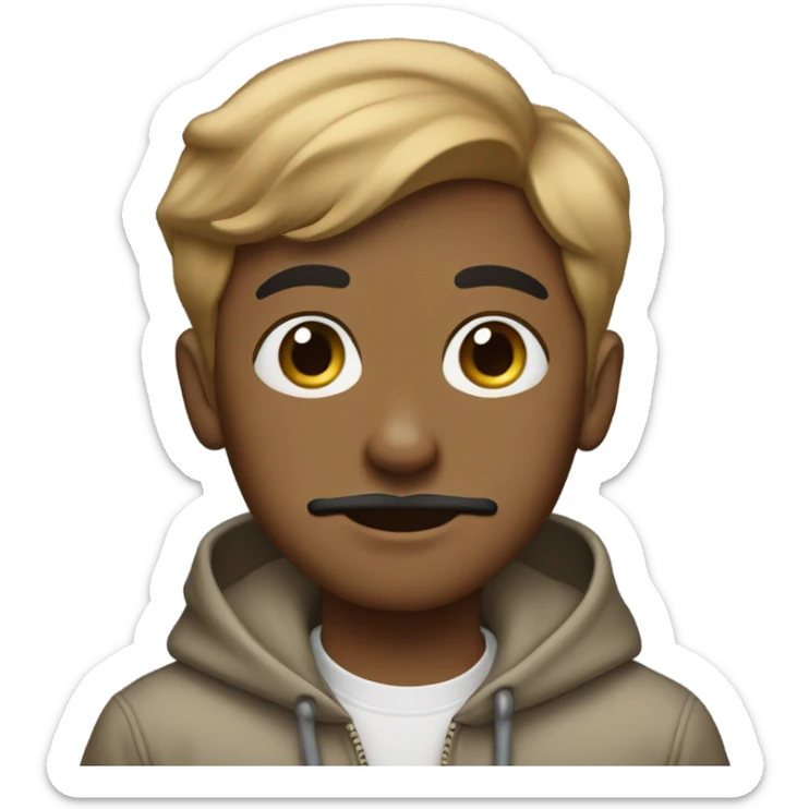 Light Brown-skinned boy with beautiful and a moustache hair and with earrings wearing sweat-shirt sticker