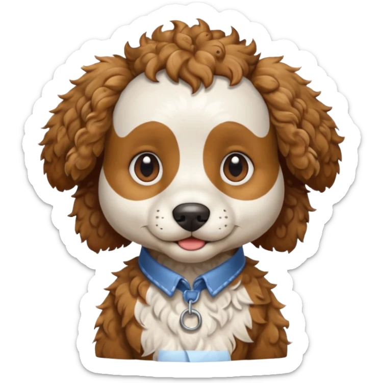 curly dog with shirt sticker
