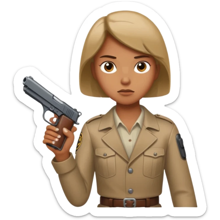 Quiero una carita fachera con una pistola automática en la mano sticker