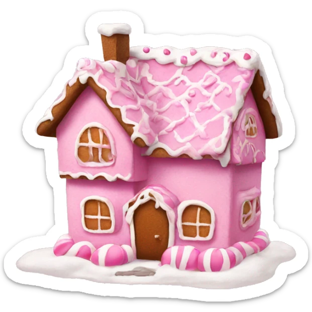A pink gingerbread house sticker