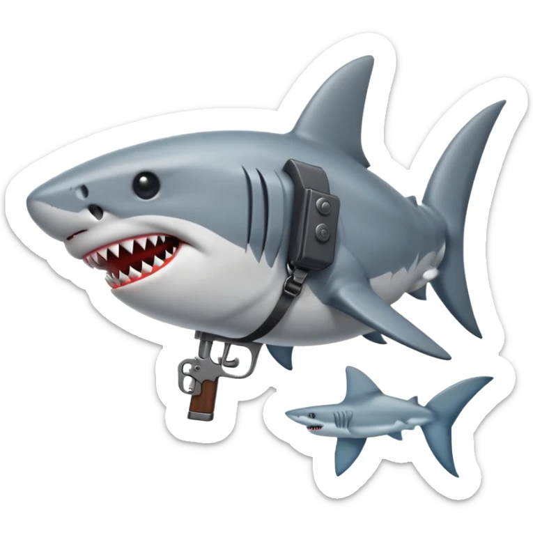 shark with a gun sticker