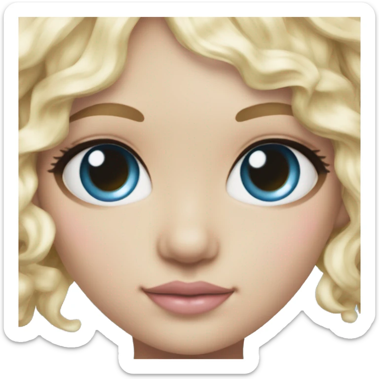 ocean blue doll eyes, blonde hair, feminine, pink, girl, angelic sticker