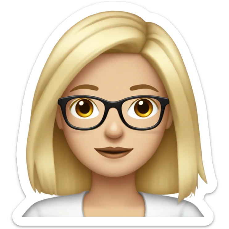 White girl blonde hair closed eyes and wearing glasses hugs Yorkshire terrier  sticker
