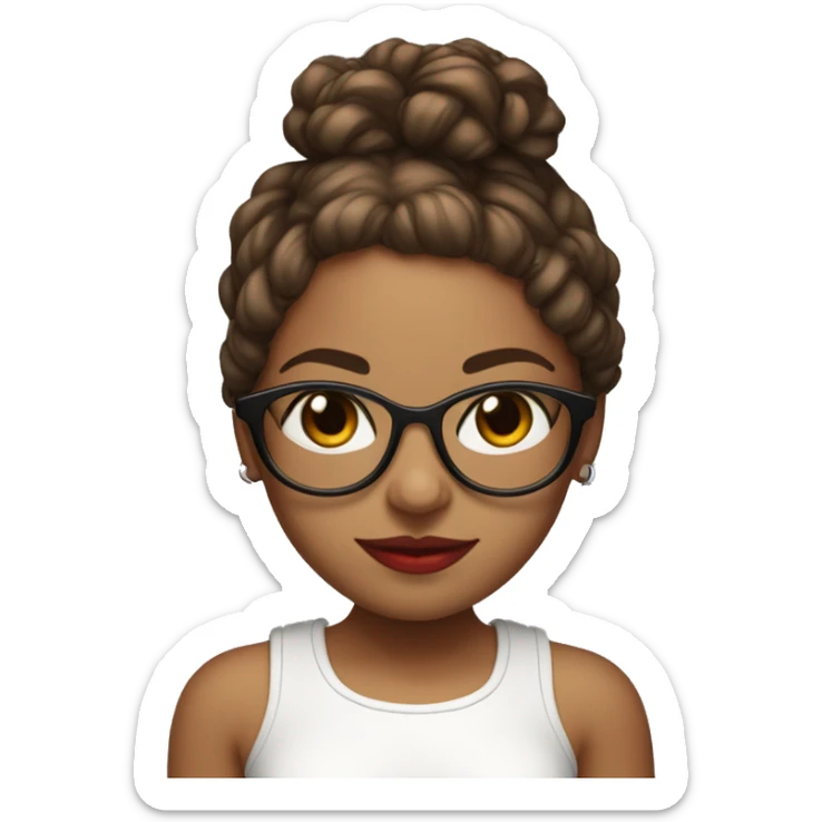 Girl with Red highlights, clear glasses, white croptop, Puerto Rican sticker