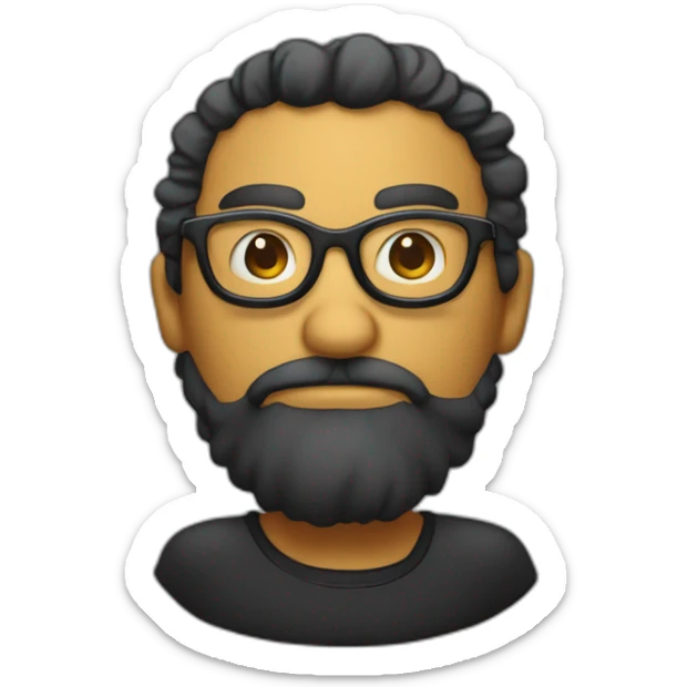 Personnage avec des cheveux noirs bouclés et des lunettes rondes sticker