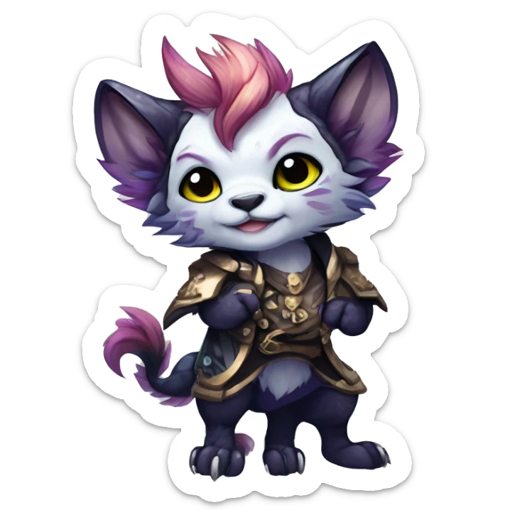 Cool cute Kawaii edgy fantasy shiny chibi animal creature fursona Fionbri vernid by griffsnuff & LiLaiRa & Falvie full bodyal sticker
