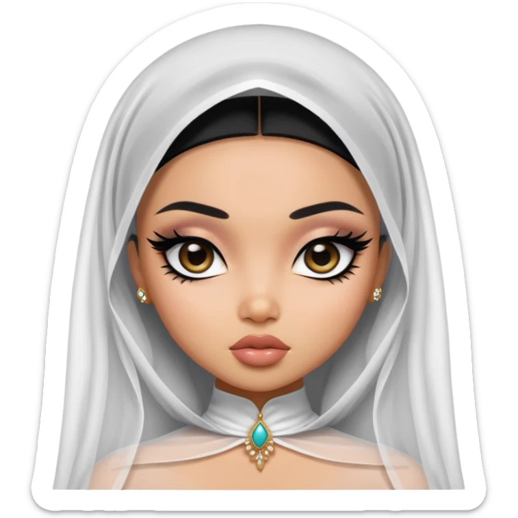 southeast asian beauty standard,  veil, pretty bratz baddie, black eyeliner sticker