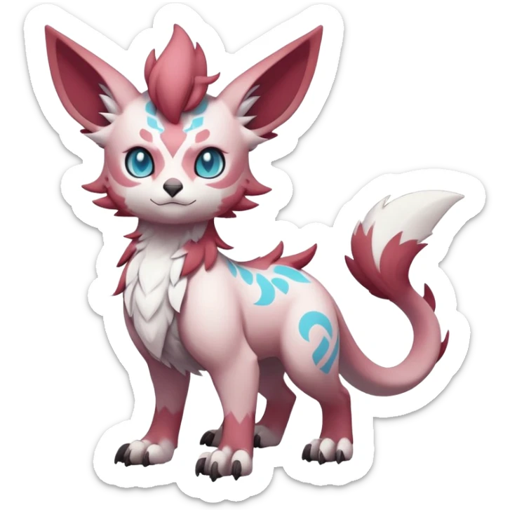 Vibrant Male cute cool anime-styled Falvie-Fionbri-fantasy-creature-Fakémon-Pokémon, full body, with random markings sticker