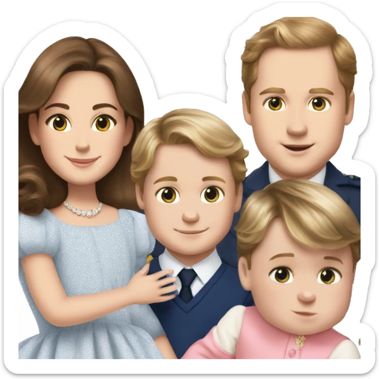 William and Kate middleton and prince george and princess charlotte and prince louis  sticker