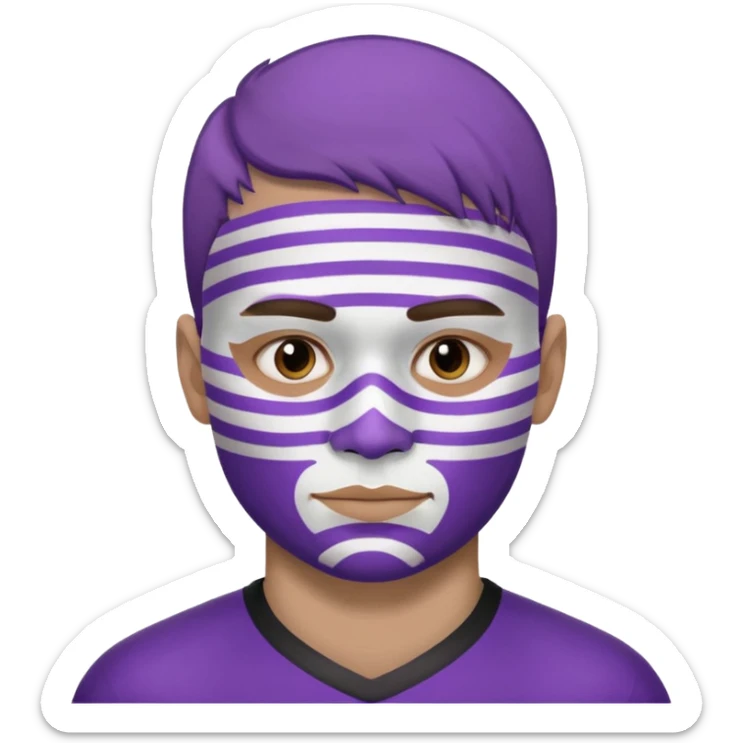 maak en emojie die paarse en witte streppen op zijn gezicht heeft want hij is een suporter van anderlecht sticker