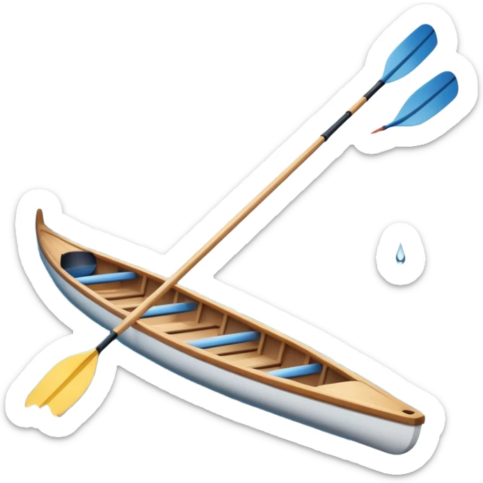 An icon showing a close-up of crossed oars, a sleek racing shell, and rippling water, symbolizing rowing. The design includes droplets in motion and a streamlined boat tip cutting through waves. Transparent background emphasizes strength, precision, and the spirit of competitive rowing sticker